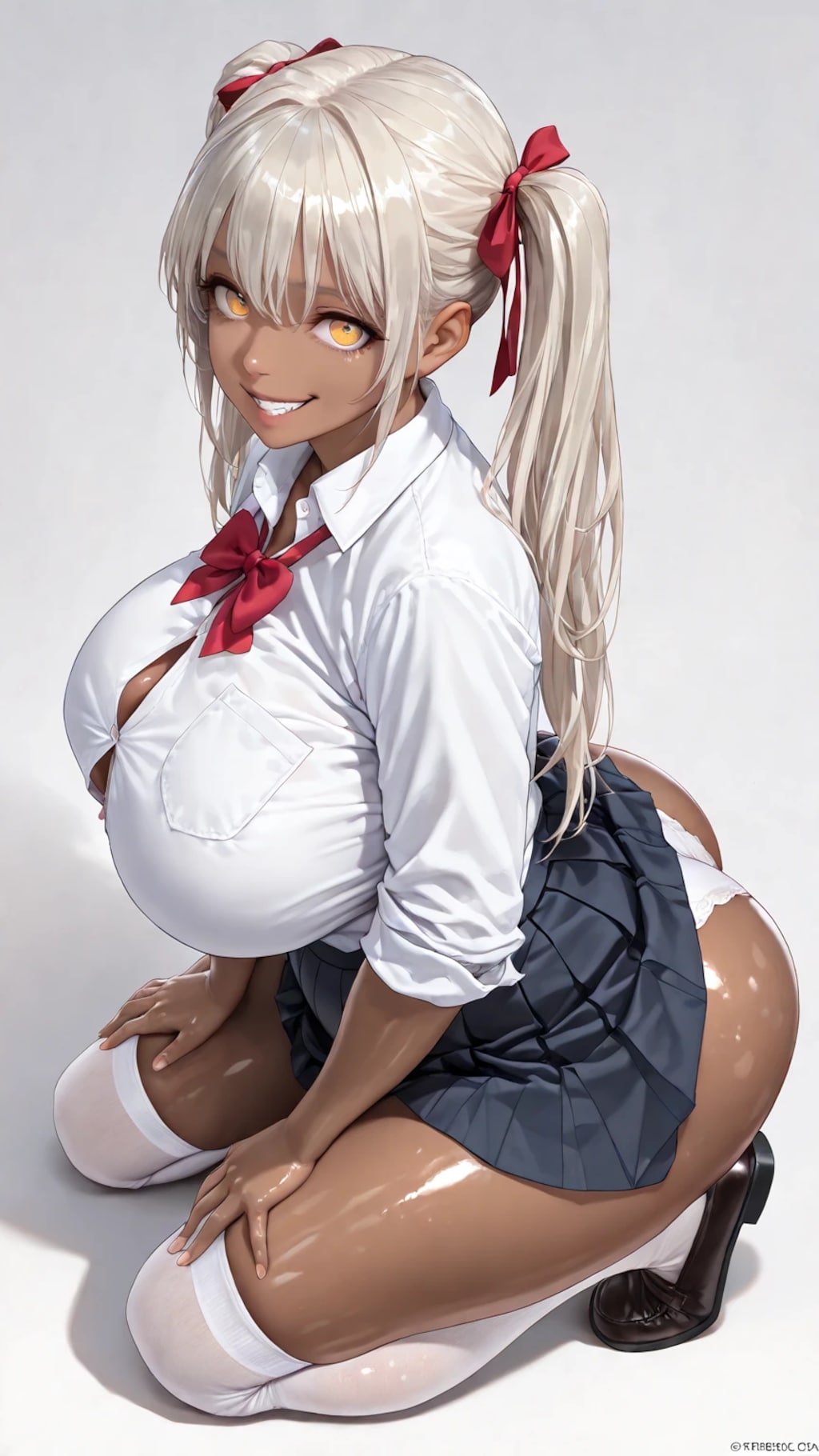 黒ギャルJKちゃん膝をつく