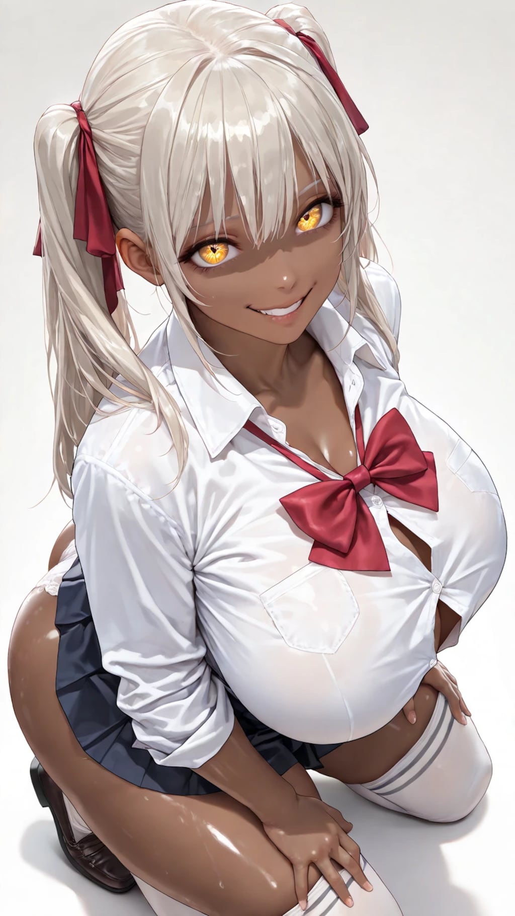 黒ギャルJKちゃん膝をつく