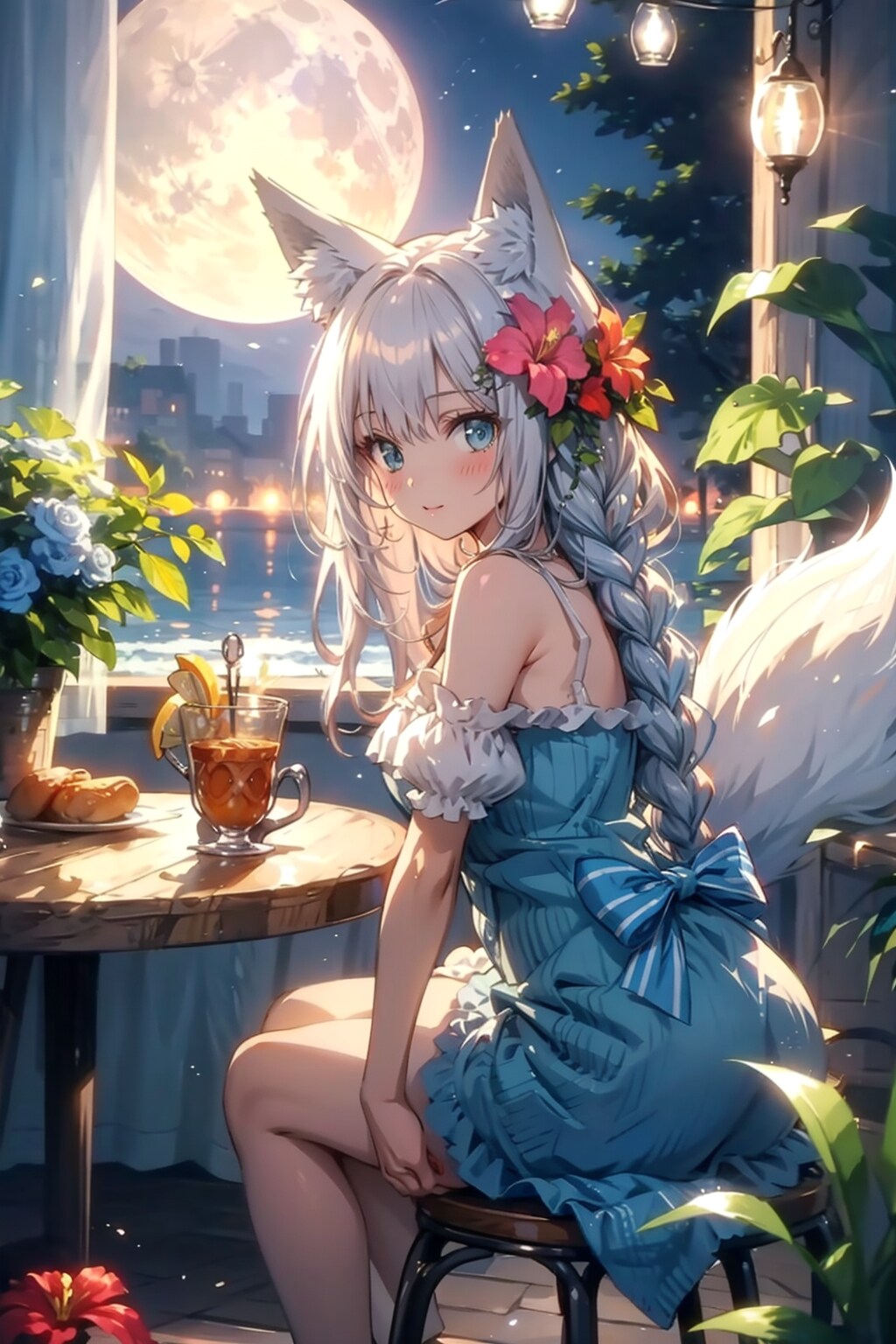 月見をしながら