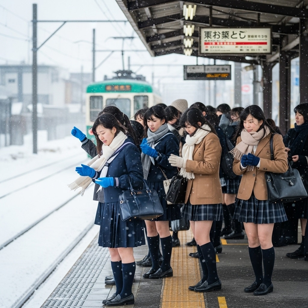 大雪の女子校前電停 | の人気AIイラスト・グラビア