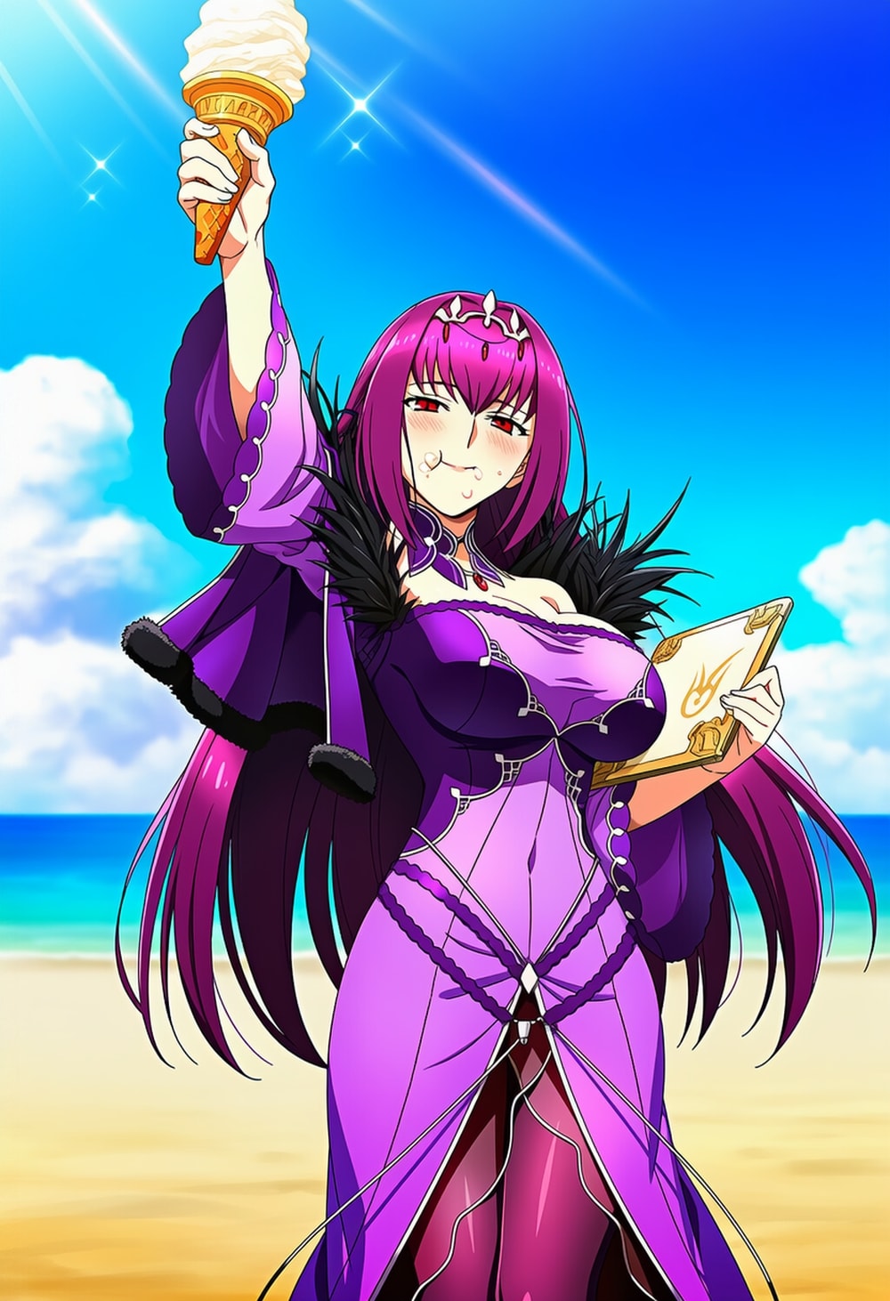 ソフトクリーム食べる水着等コスプレ女神系人妻