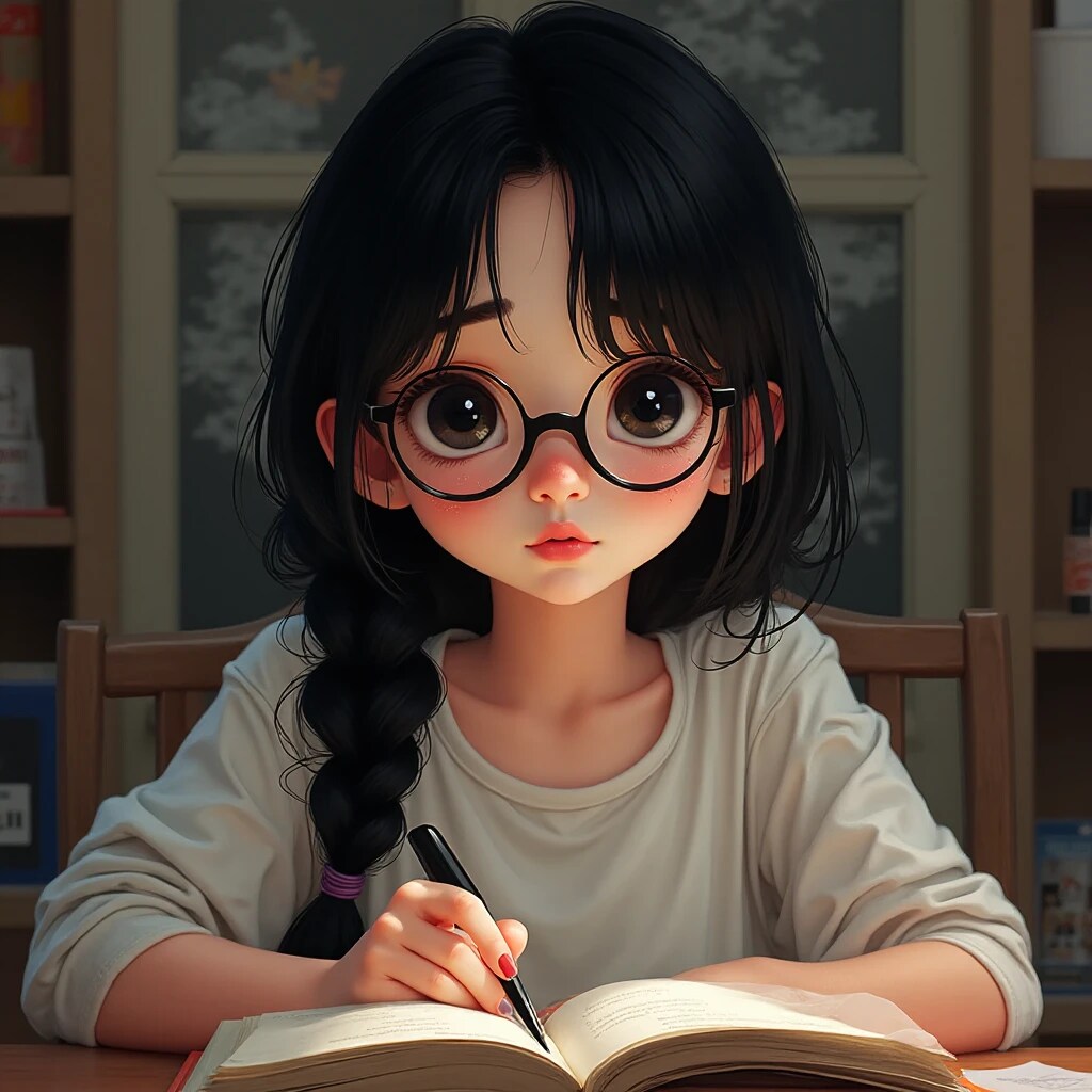 お勉強三つ編み眼鏡娘ちゃん