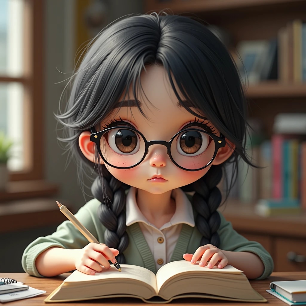 お勉強三つ編み眼鏡娘ちゃん