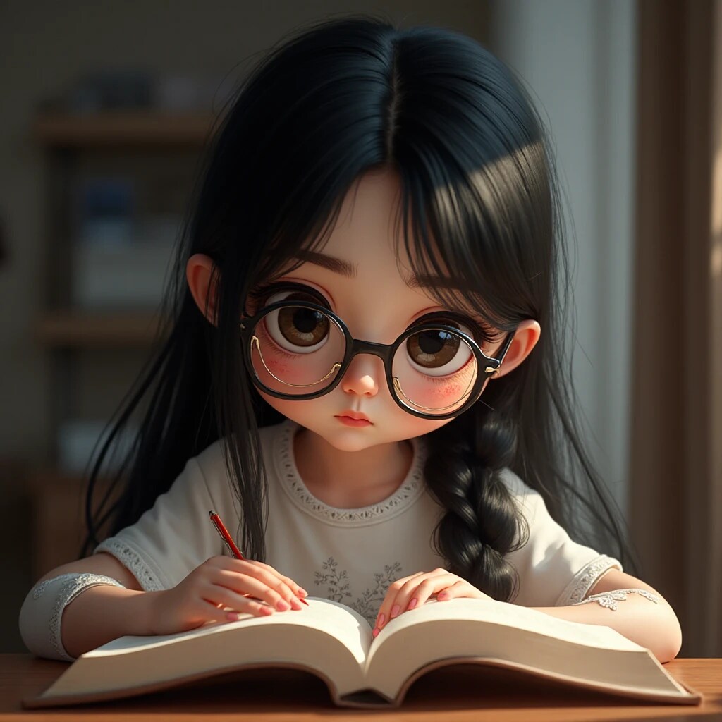 お勉強三つ編み眼鏡娘ちゃん