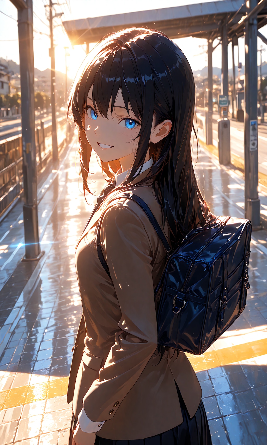 通学路、ランチ（練習用黒髪ちゃん）