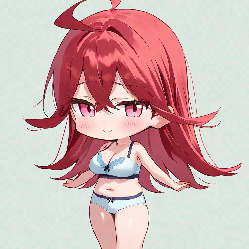 赤髪ロング巨乳さんのちびキャラ下着