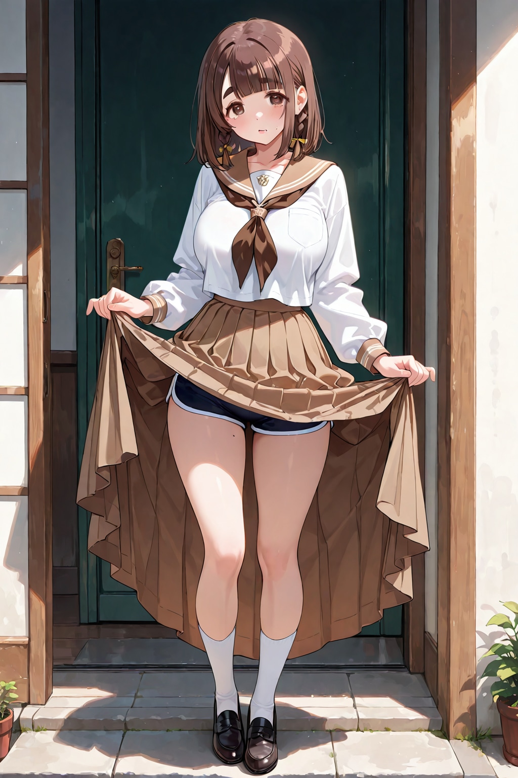Makigami Kururi in a sailor uniform