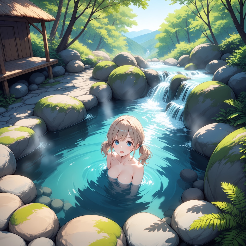 お兄さん、一緒に温泉入りましょ……ほら、キモチいいですよ！