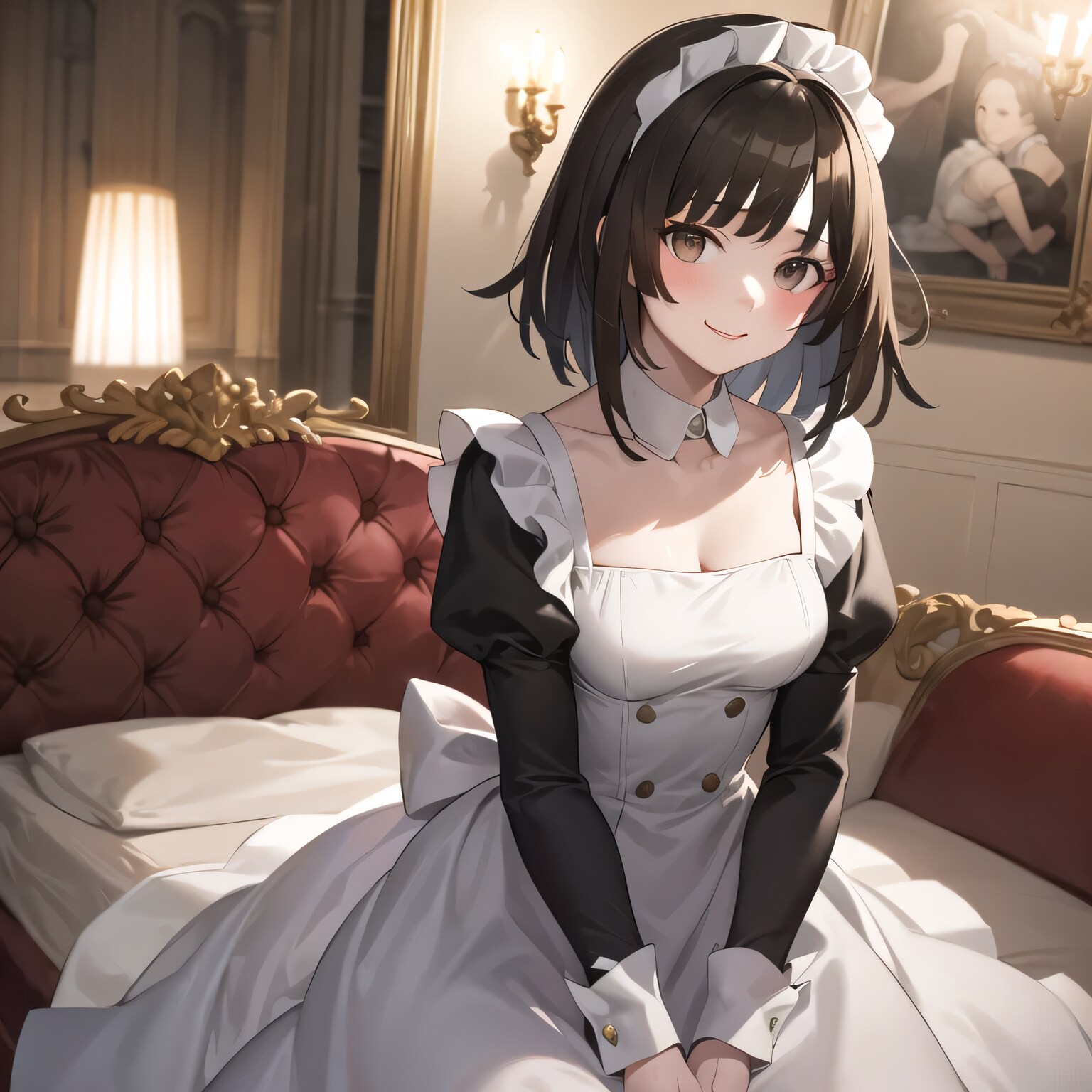 黒髪ボブでメイド服の少女２ | の人気AIイラスト・グラビア