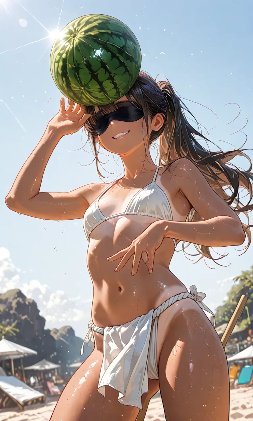 loincloth girl (watermelon smashing)