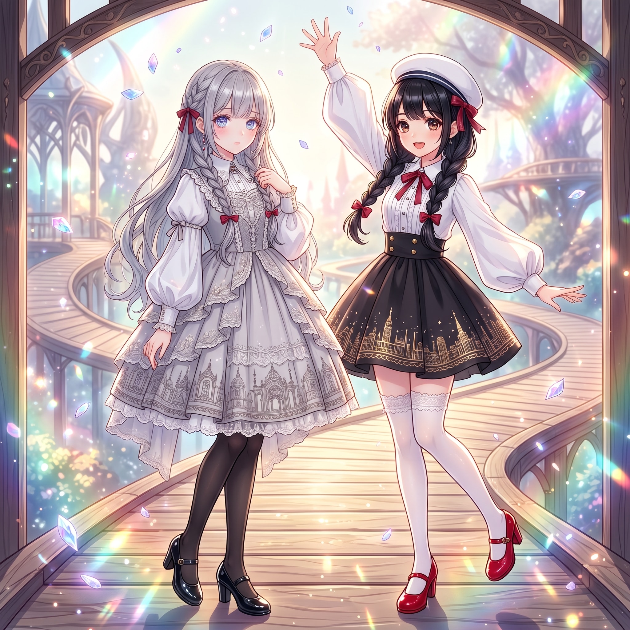 陽光の街路に舞う双影 | の人気AIイラスト・グラビア