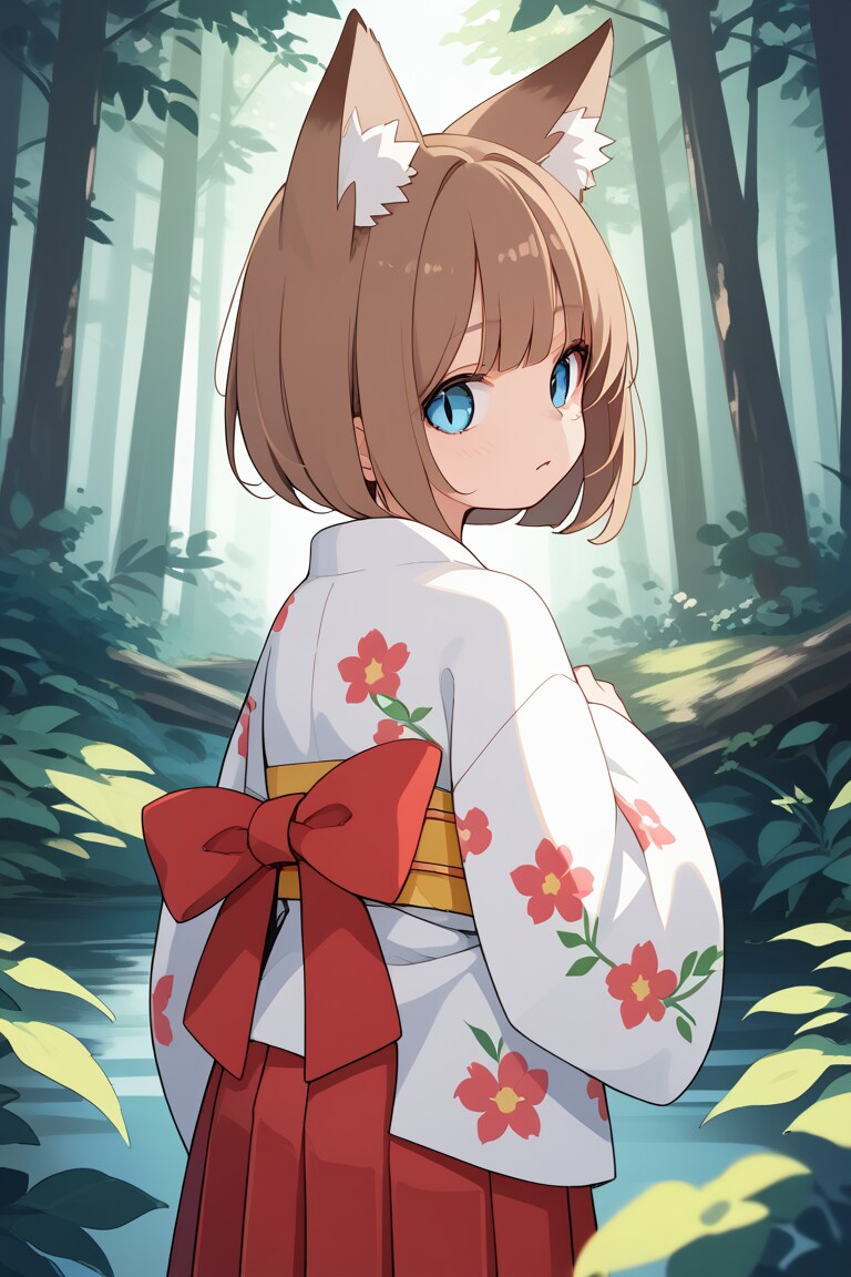 暗い森を歩く狐娘さん | の人気AIイラスト・グラビア