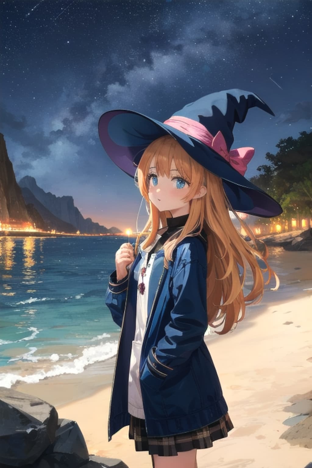 砂浜の魔女と星空