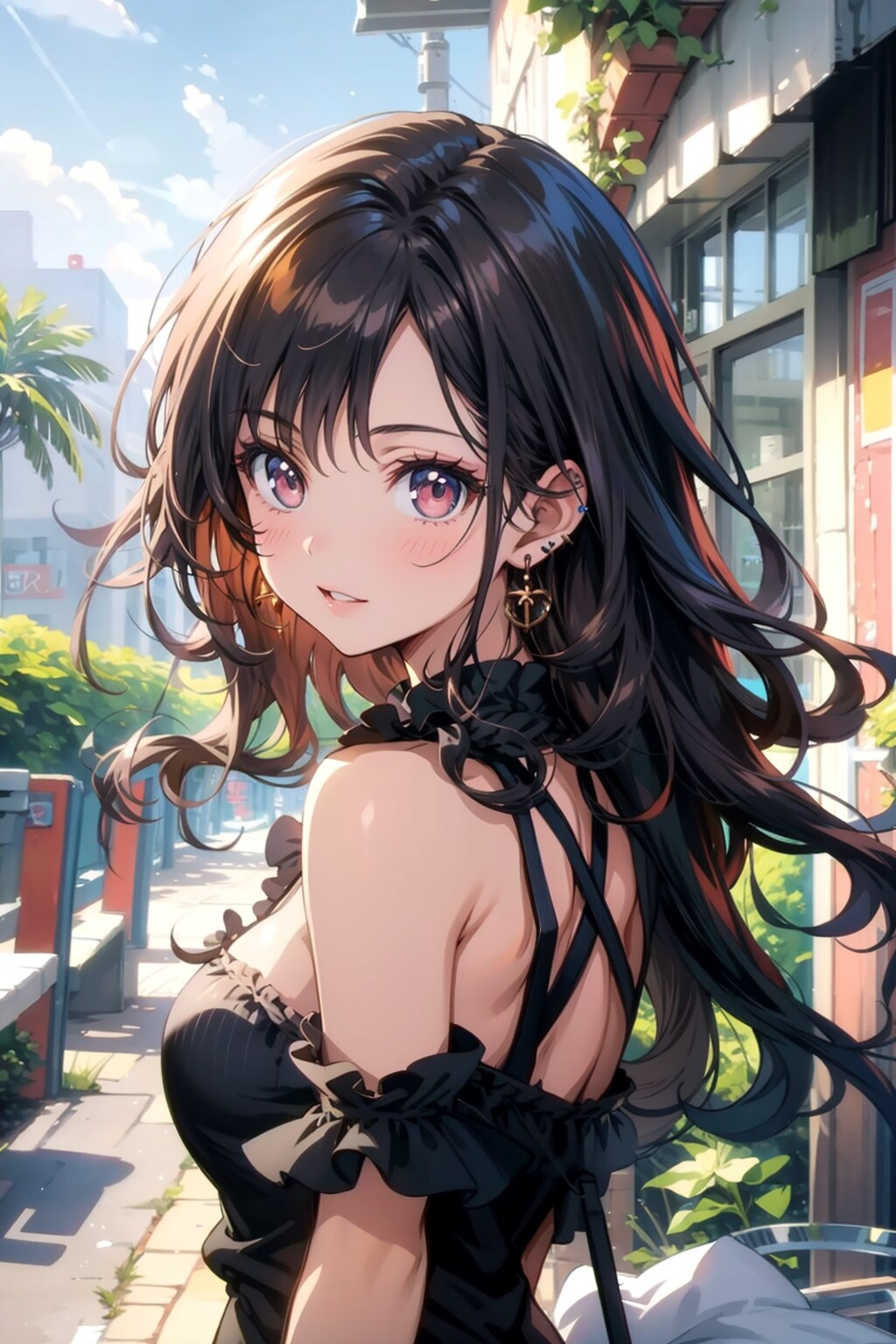 振返り黒髪美人 | の人気AIイラスト・グラビア