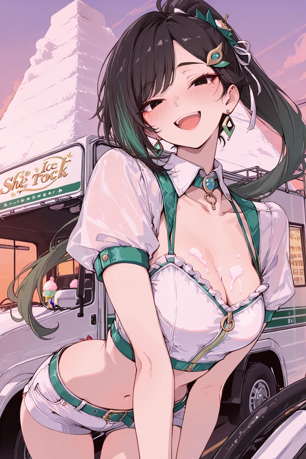夕暮れにアイス