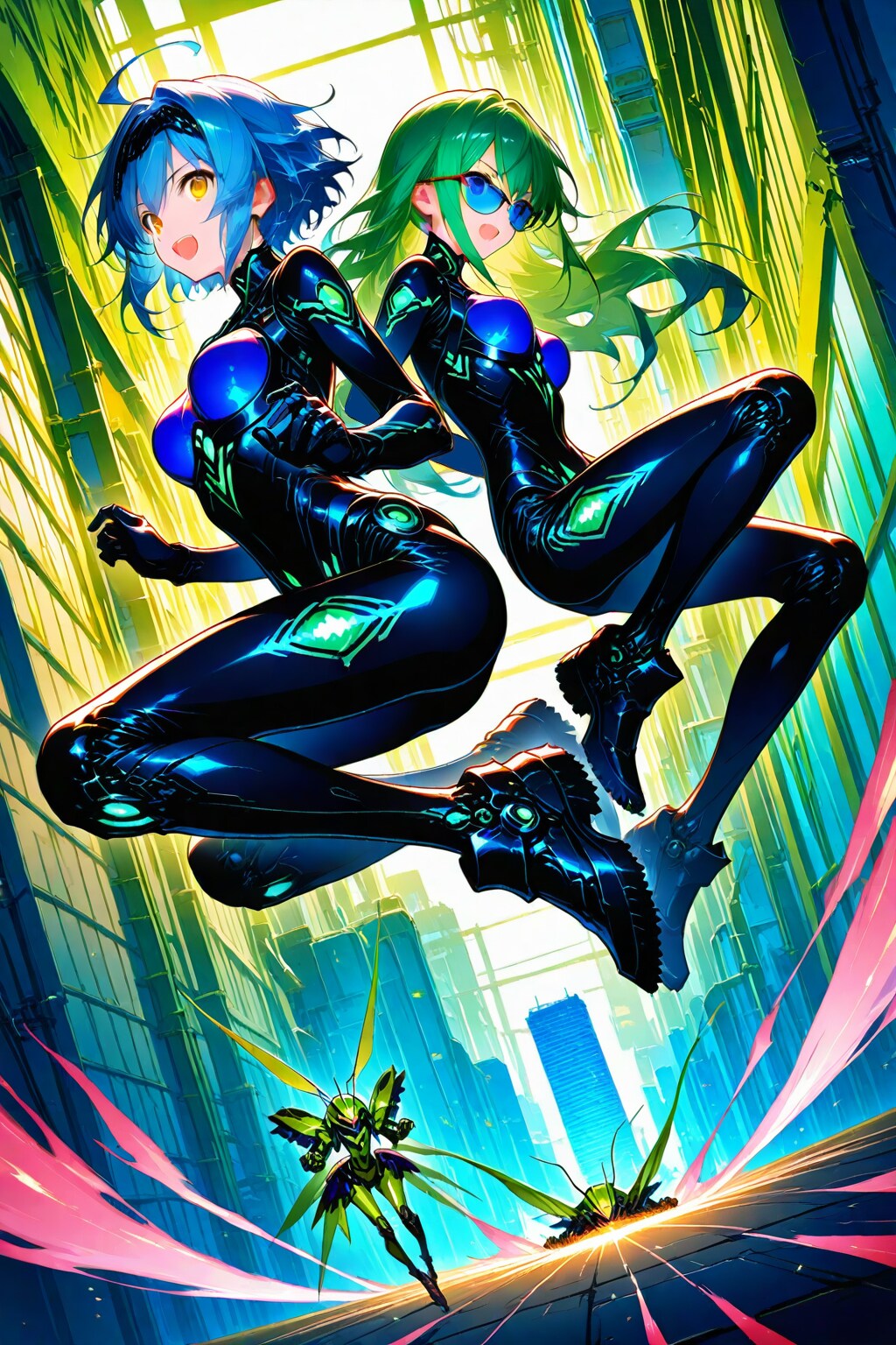 ちちぷい生成メカ娘　緑二人