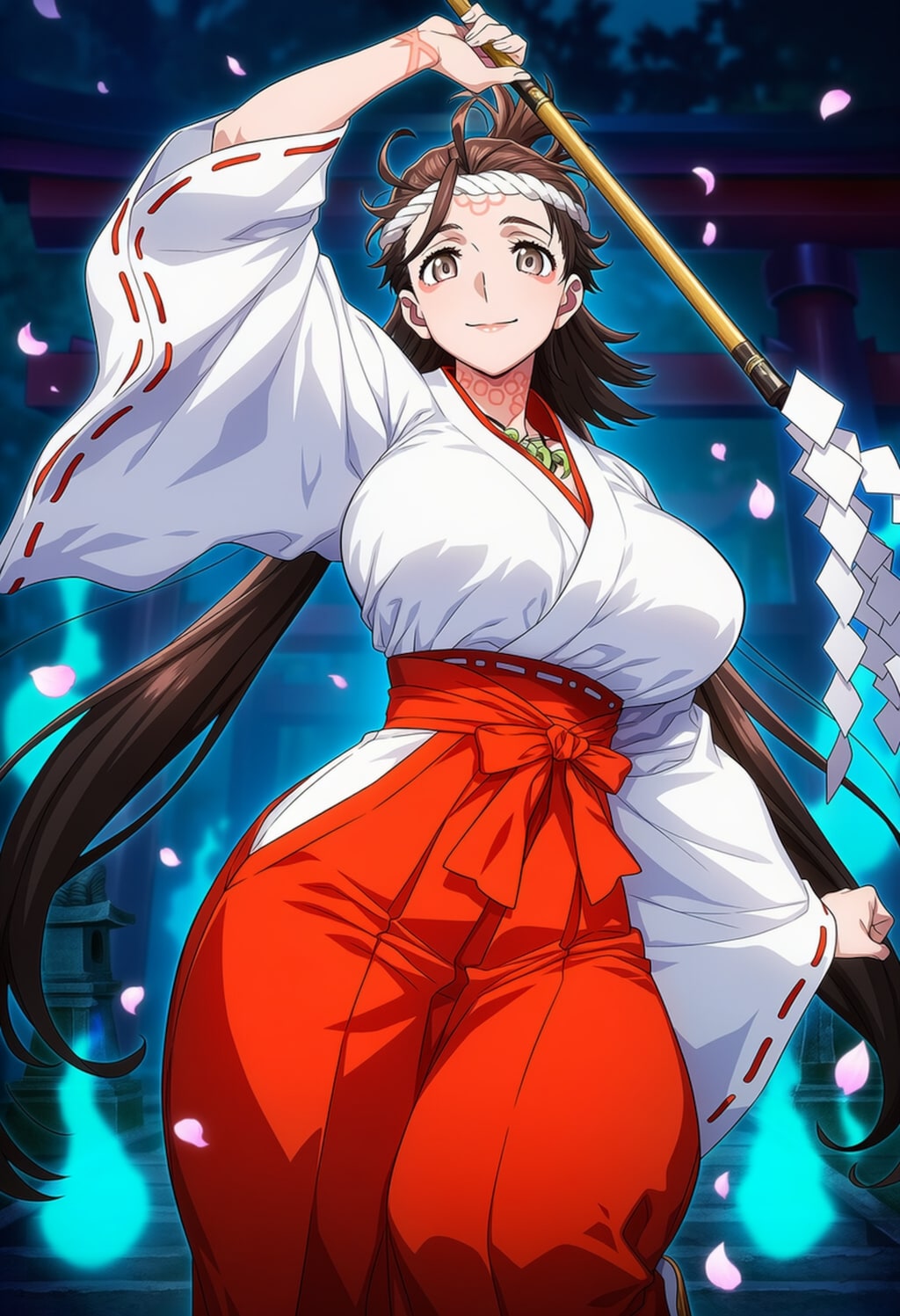 働く春の神社巫女コスプレ人妻