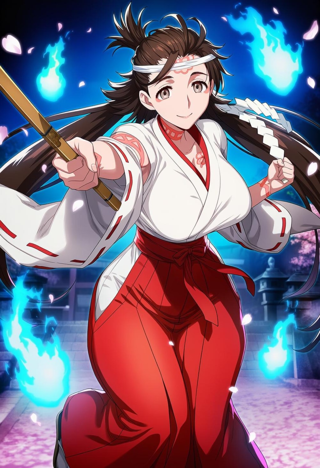 働く春の神社巫女コスプレ人妻