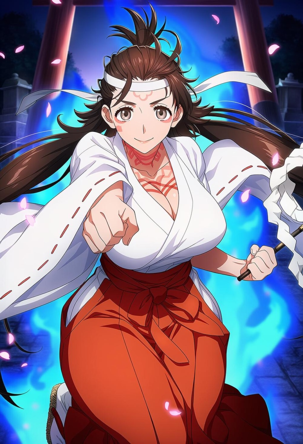 働く春の神社巫女コスプレ人妻