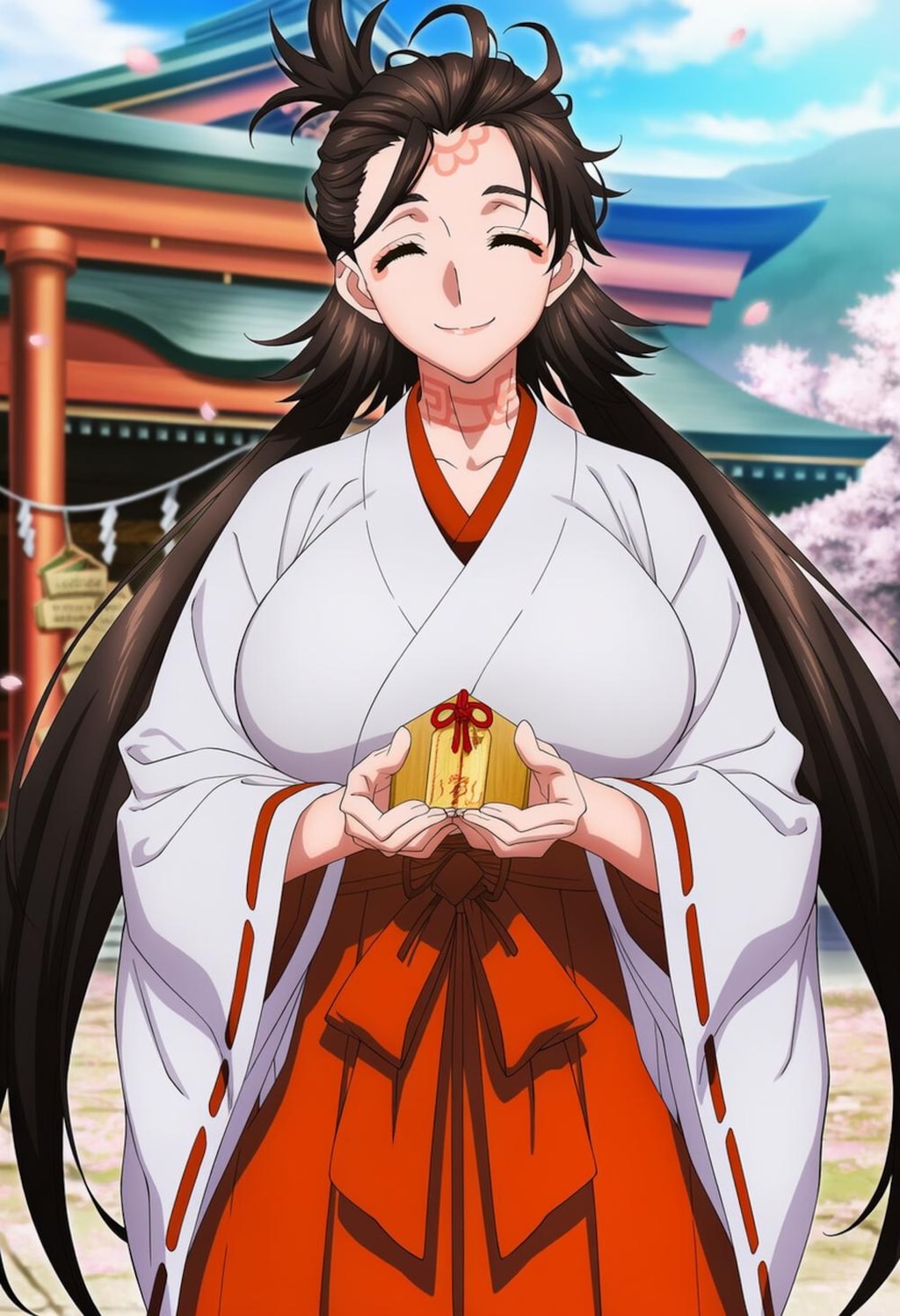 働く春の神社巫女コスプレ人妻