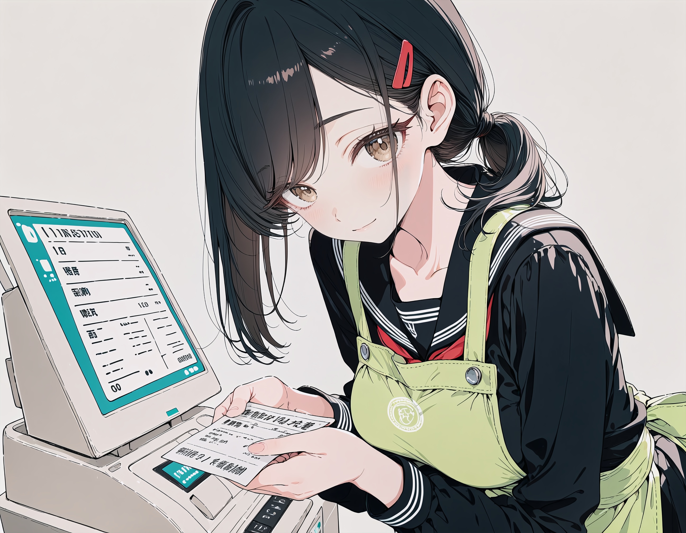 スーパーでレジ打ちやってるバイトの店員さん | の人気AIイラスト・グラビア