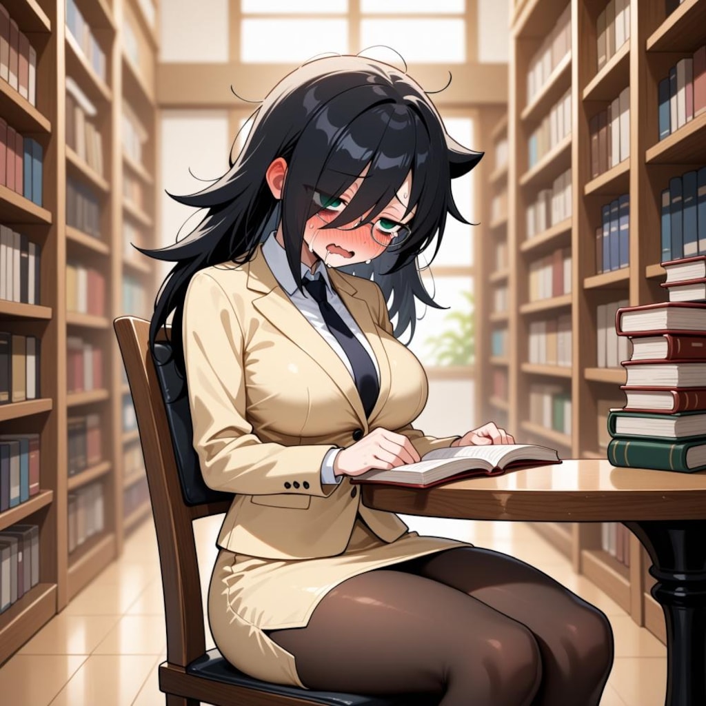 泣く読書教師コスプレ人妻