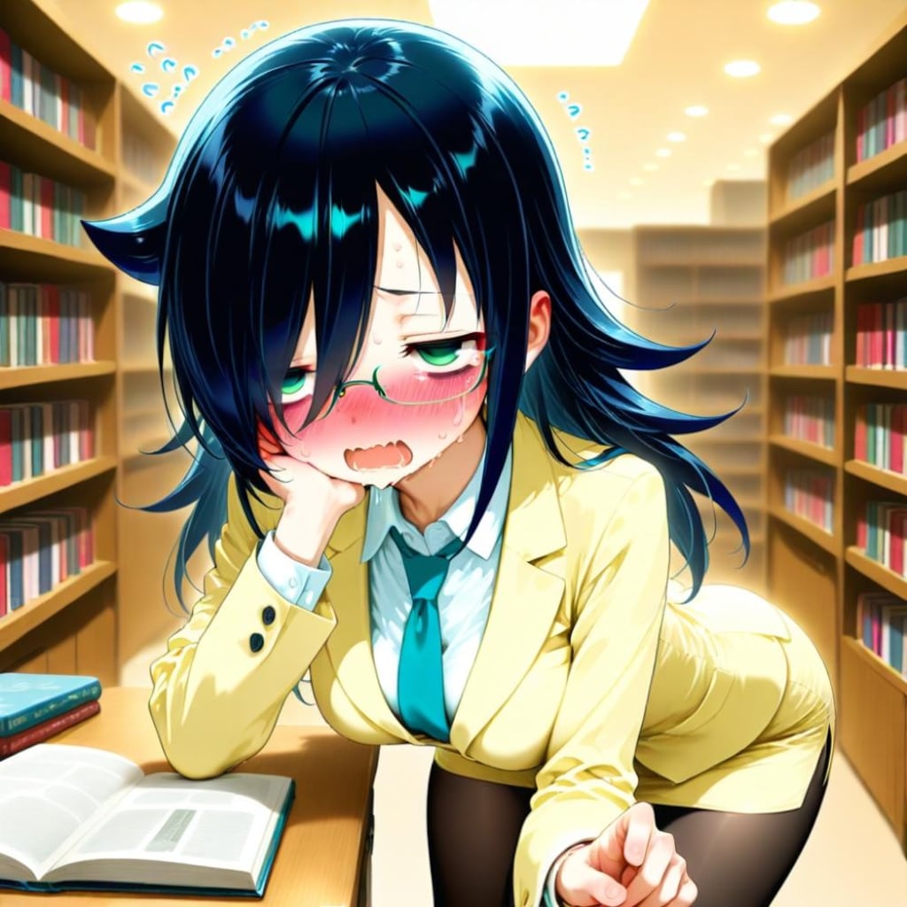 泣く読書教師コスプレ人妻