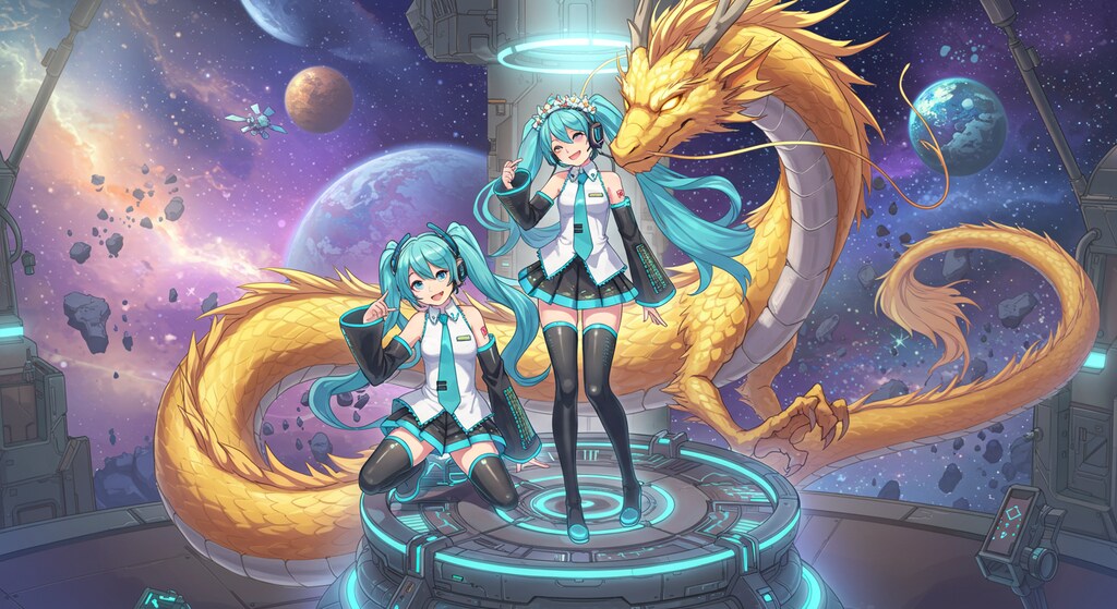 ゴールドドラゴンと初音ミク　　リメイク版