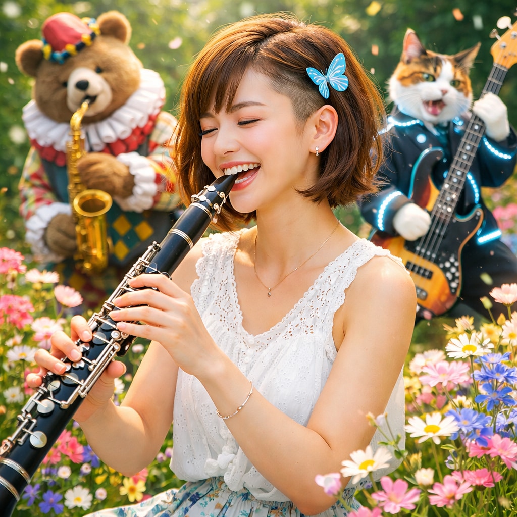 お花畑で演奏会