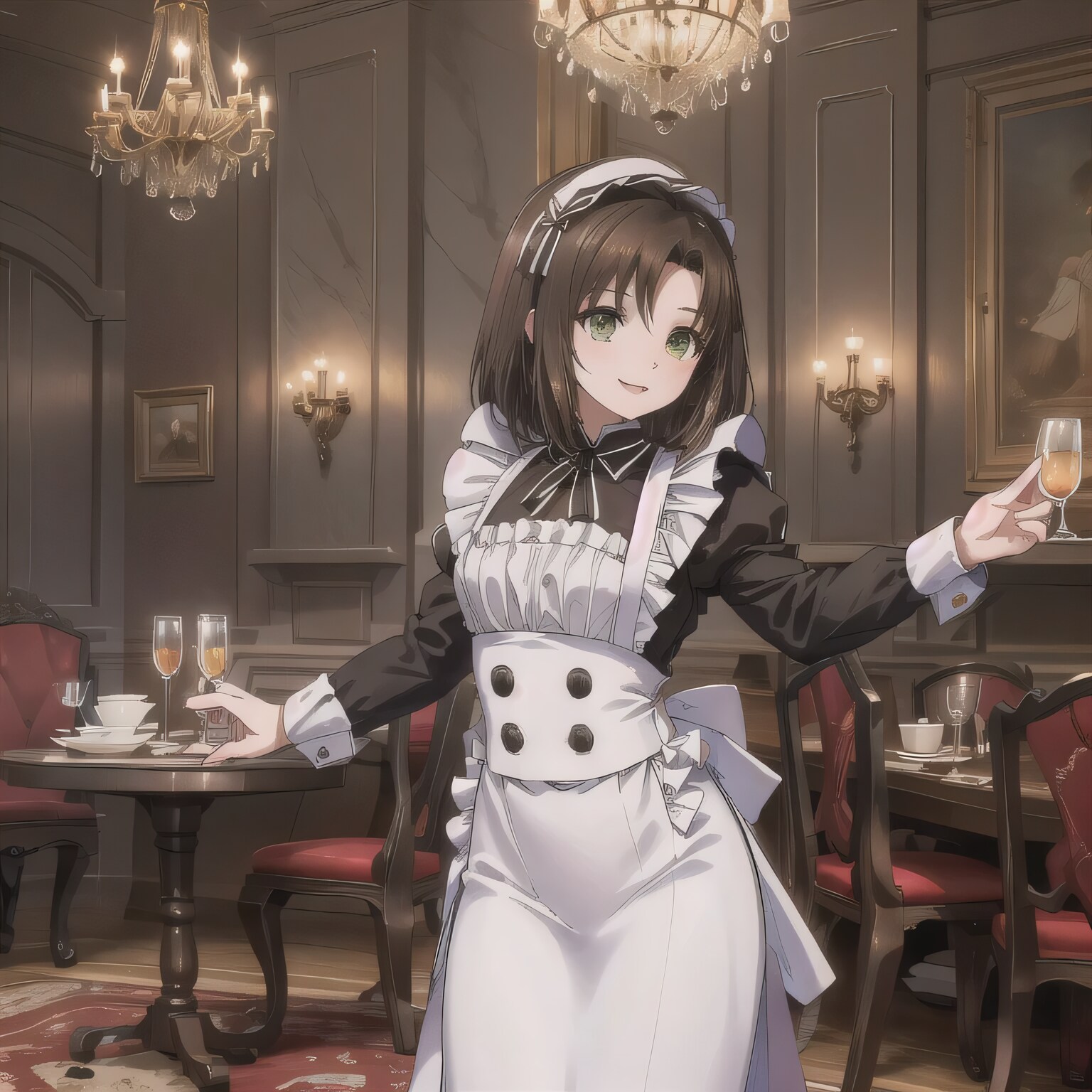 黒髪ボブでメイド服の少女９ | の人気AIイラスト・グラビア