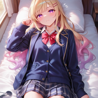 寝転びJK | の人気AIイラスト・グラビア
