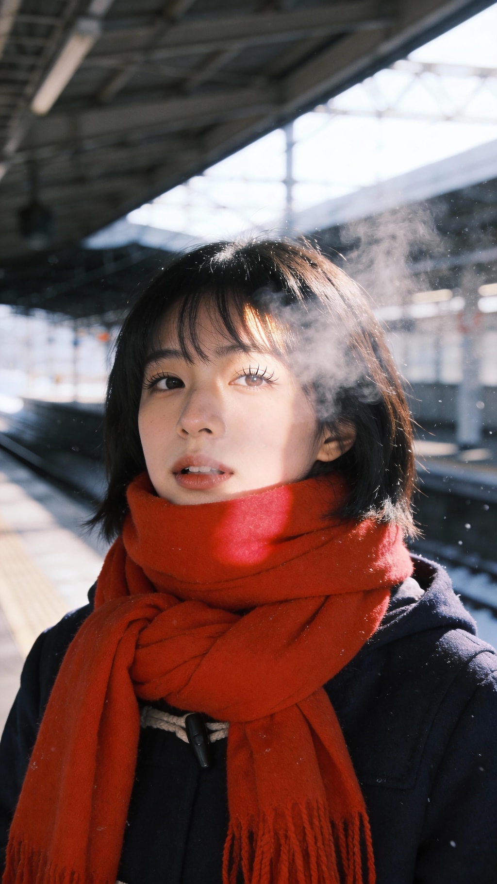 Crimson Breath in the Blue Hour