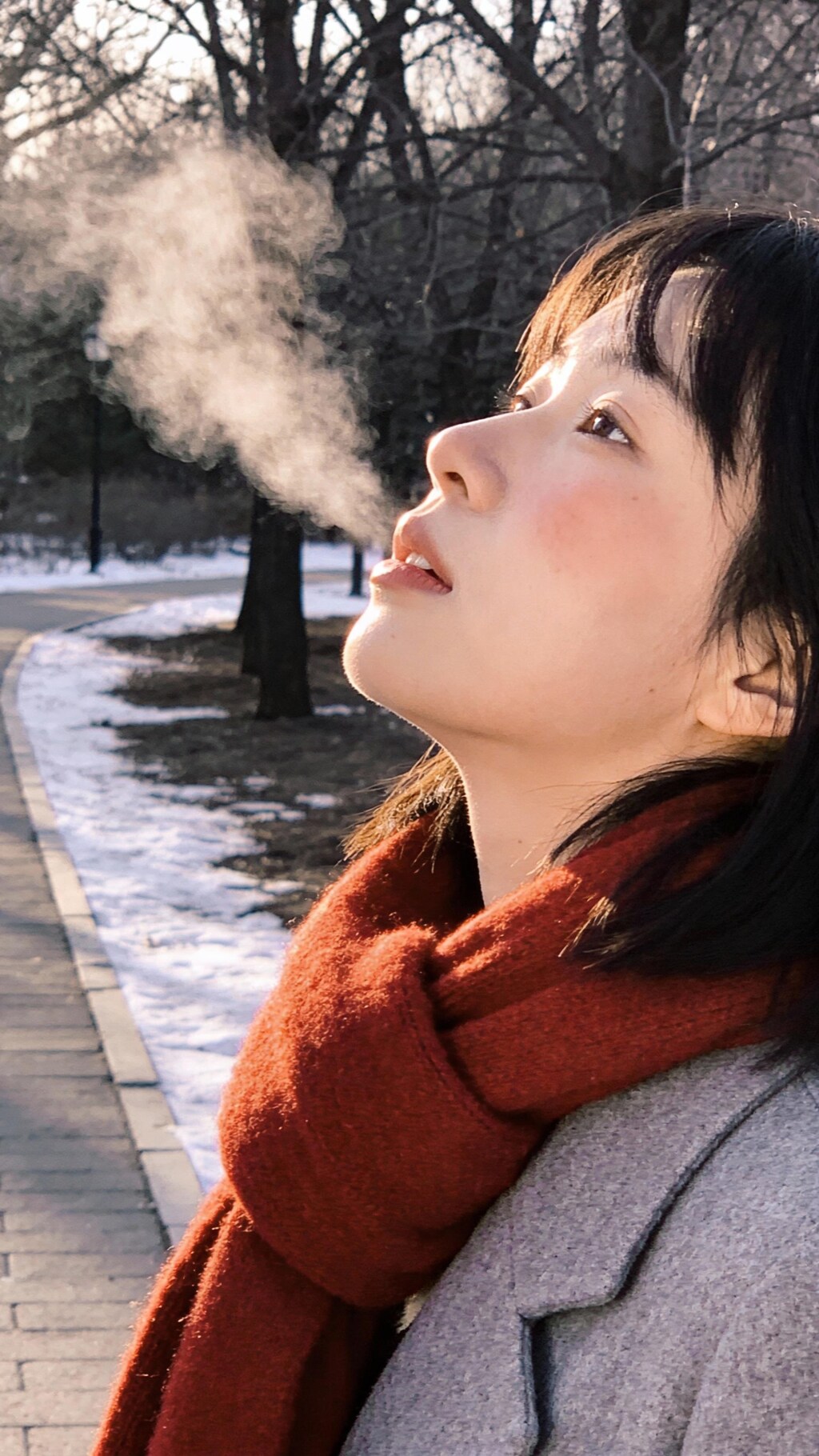 Crimson Breath in the Blue Hour