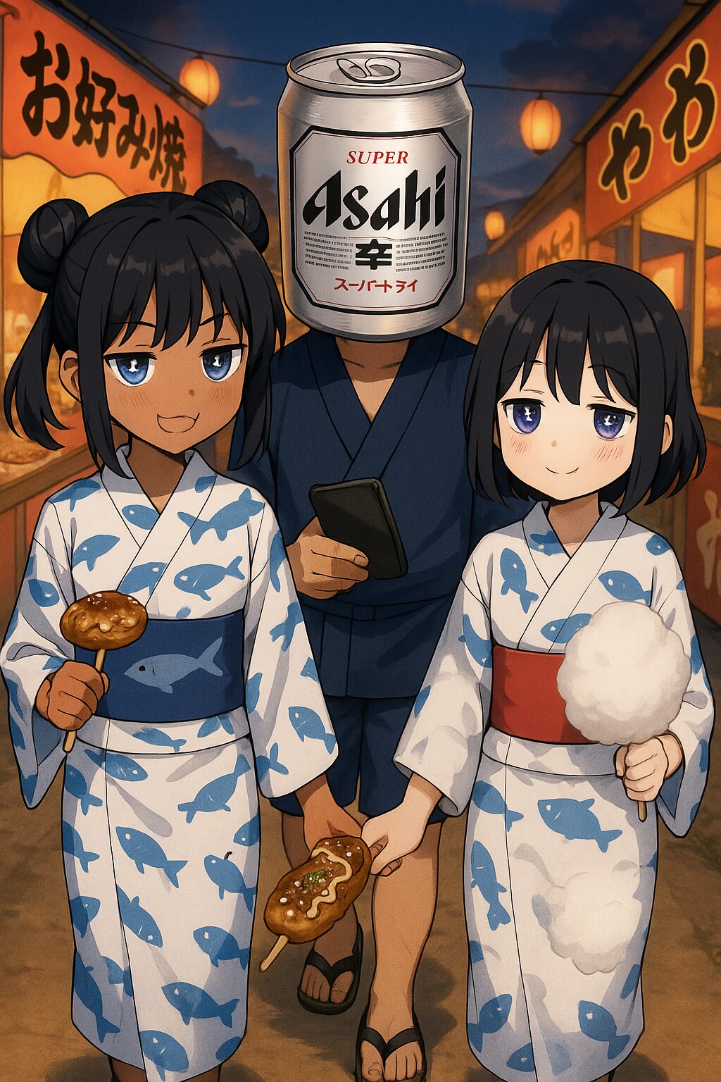 まつりちゃんとこなつちゃんとお財布のビール缶