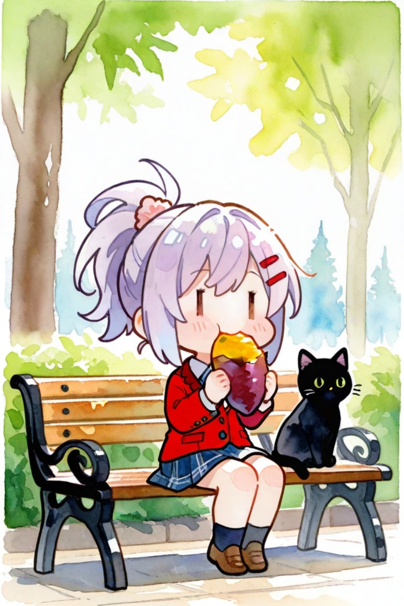 焼き芋と紫髪ちゃん | の人気AIイラスト・グラビア