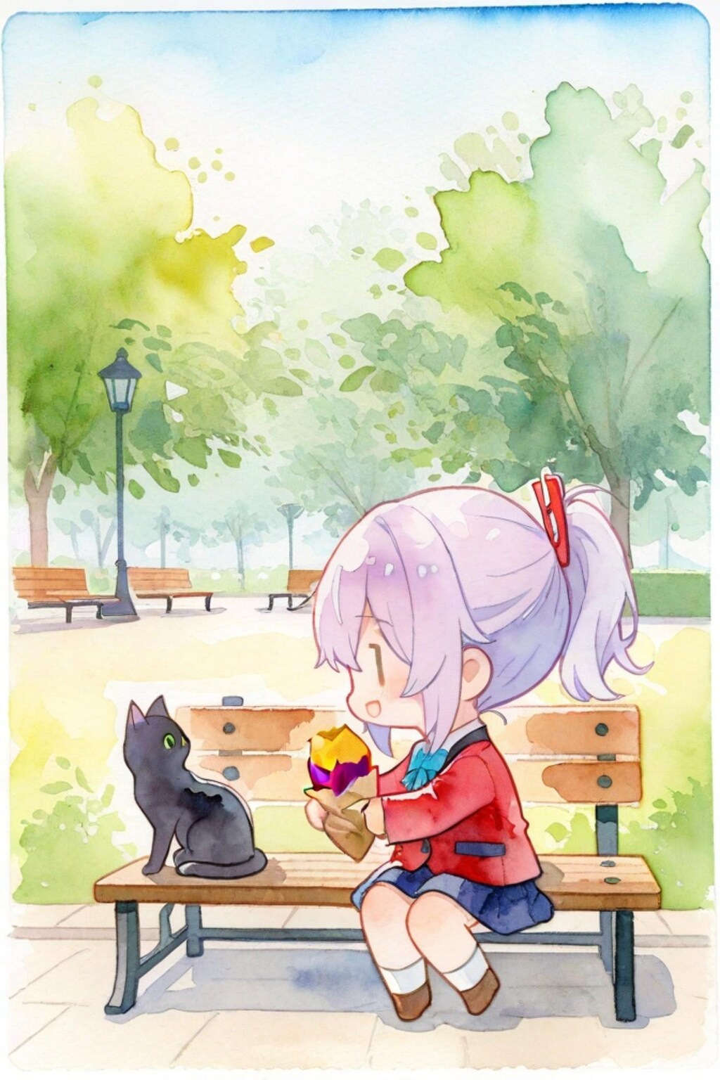 焼き芋と紫髪ちゃん