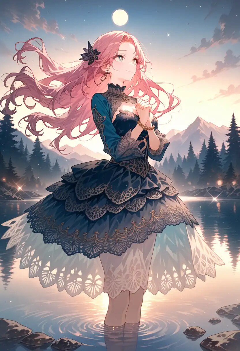 湖で祈る美少女
