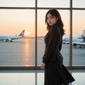 夕暮れの空港の客室乗務員 9枚目