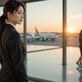 夕暮れの空港の客室乗務員 7枚目