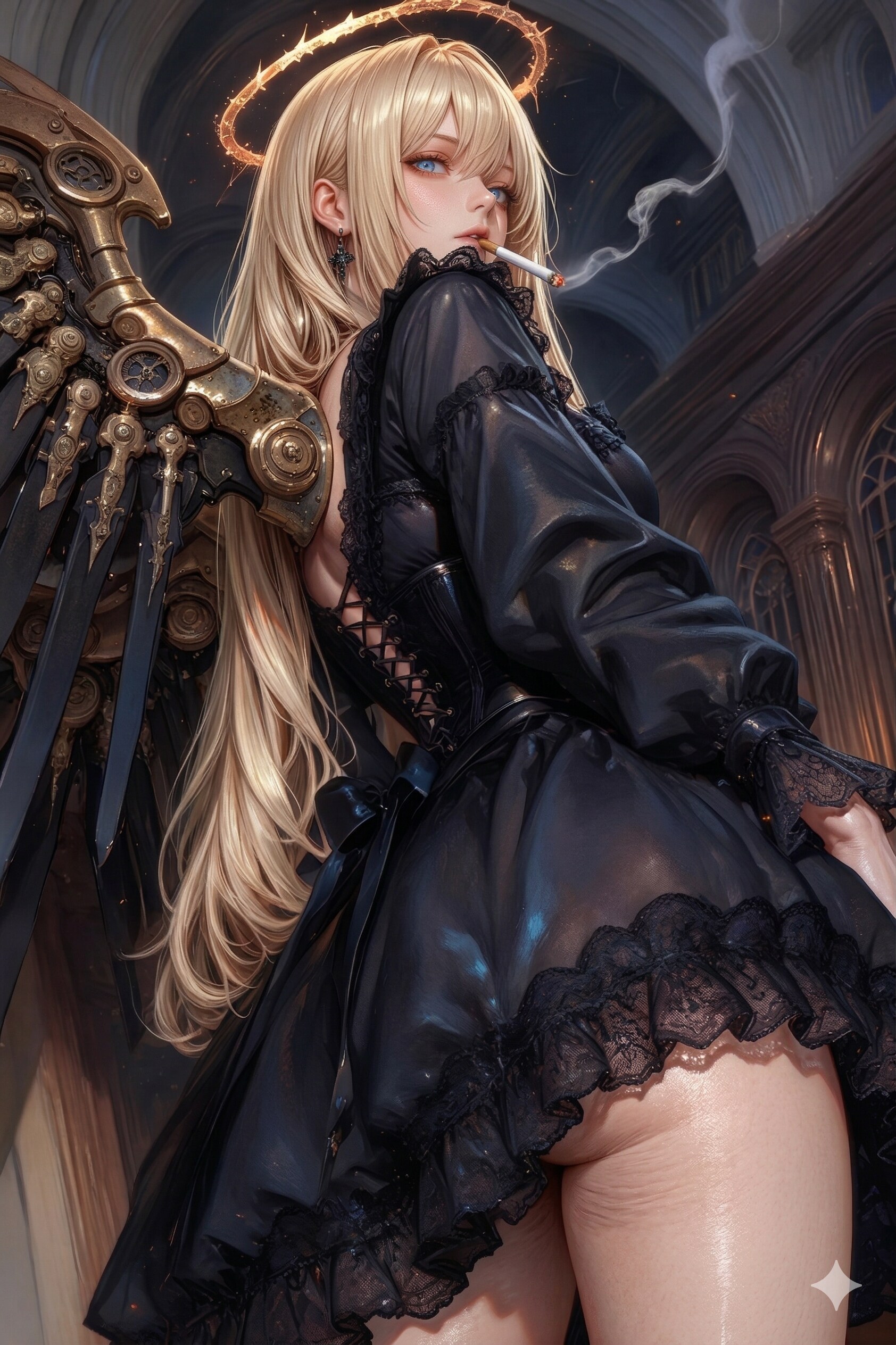 Little lamb, you must not peek up at the angel from below.