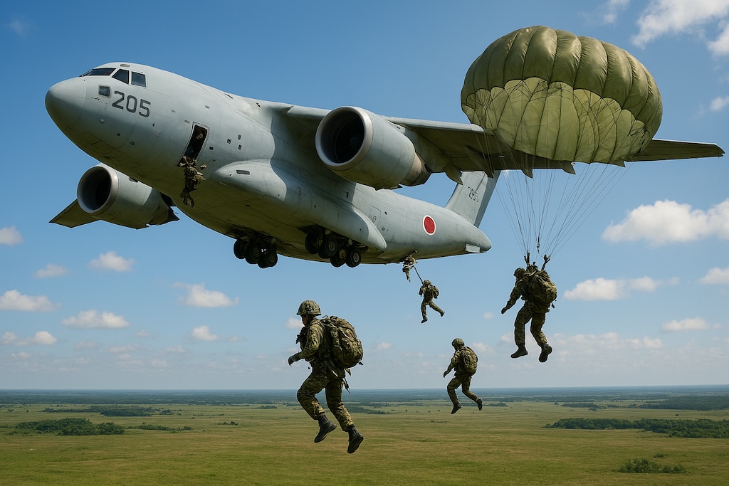 【お試し生成】第一空挺団、訓練風景　ーまだまだ設定が甘い　その3ー