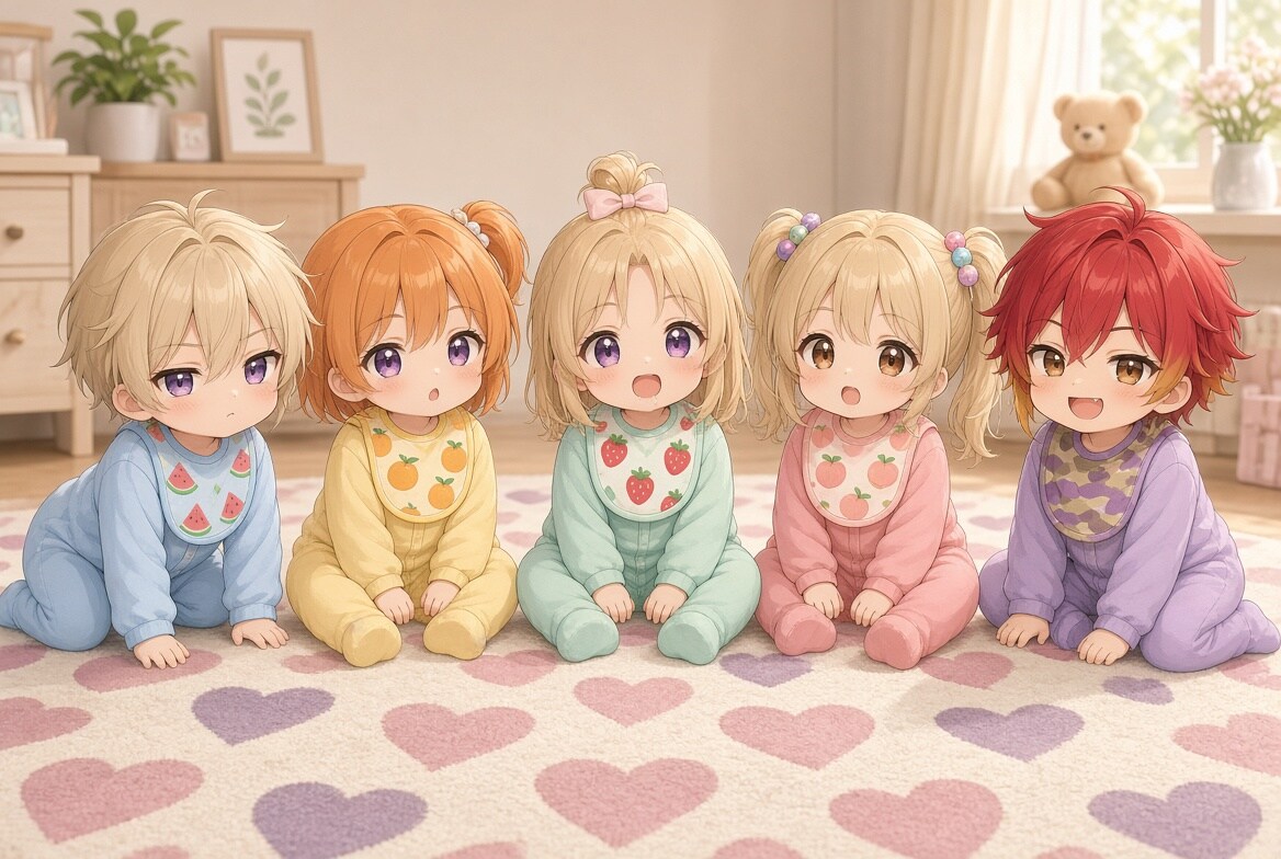 ❓謎のおしゃぶり❓💗🚼バブなうちの子、全員集合🍼✨ | の人気AIイラスト・グラビア