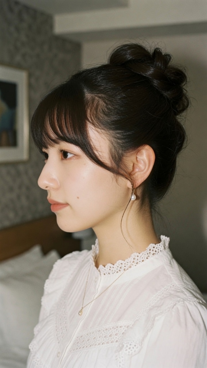 お嬢様女子大生のアップヘア