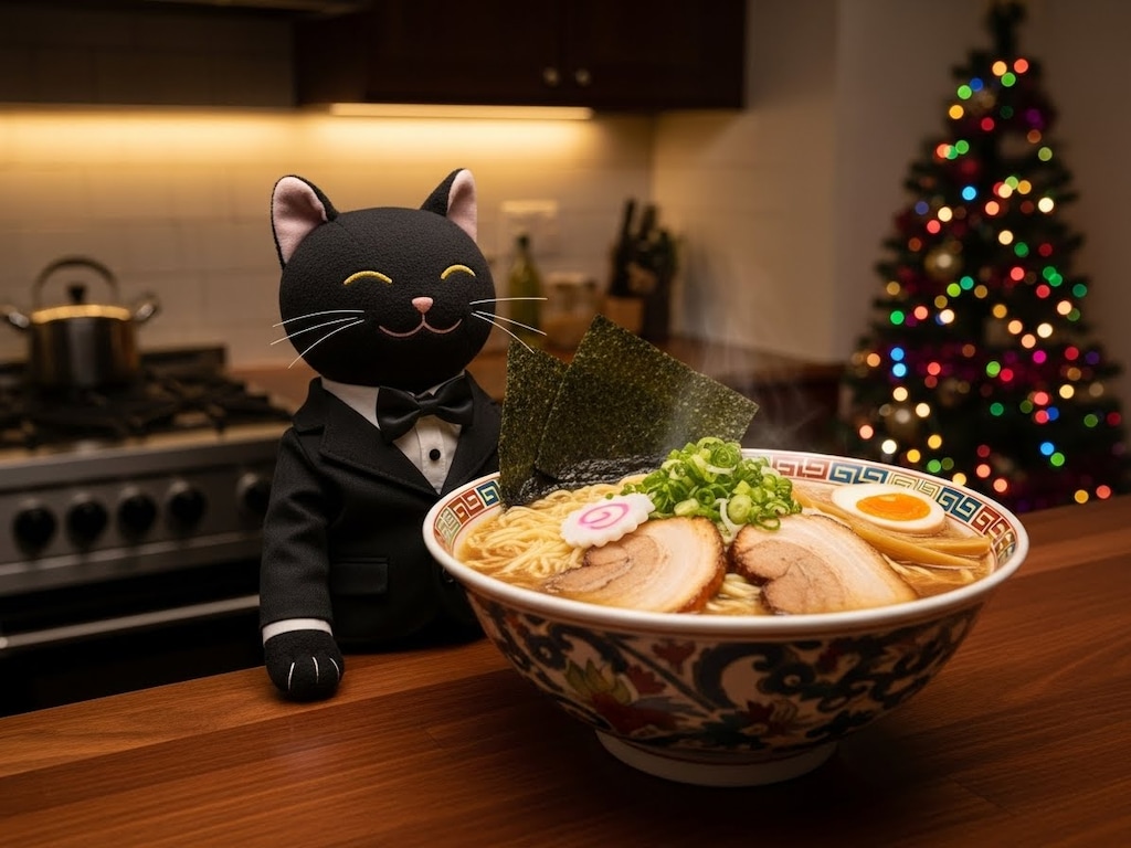 黒猫バーテンダーからのしめのラーメン