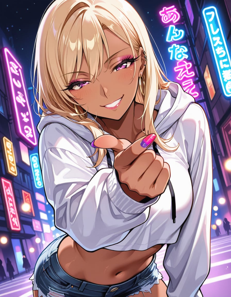 指ハートするギャル
