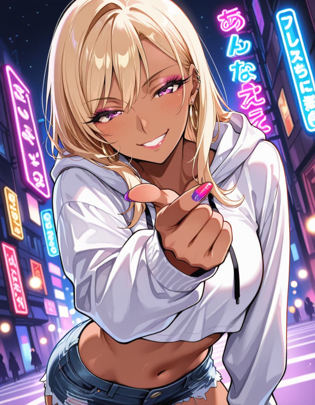 指ハートするギャル