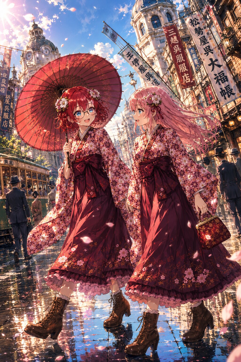 華やぐ帝都、ふたりの大正浪漫 | の人気AIイラスト・グラビア