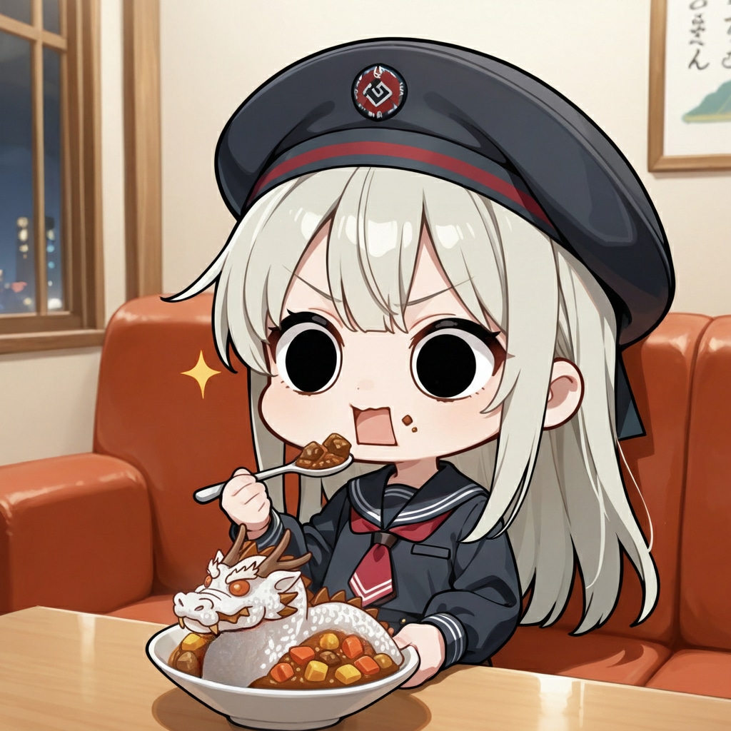 ドラゴンカレーライスを頂くえらいこっちゃ嬢