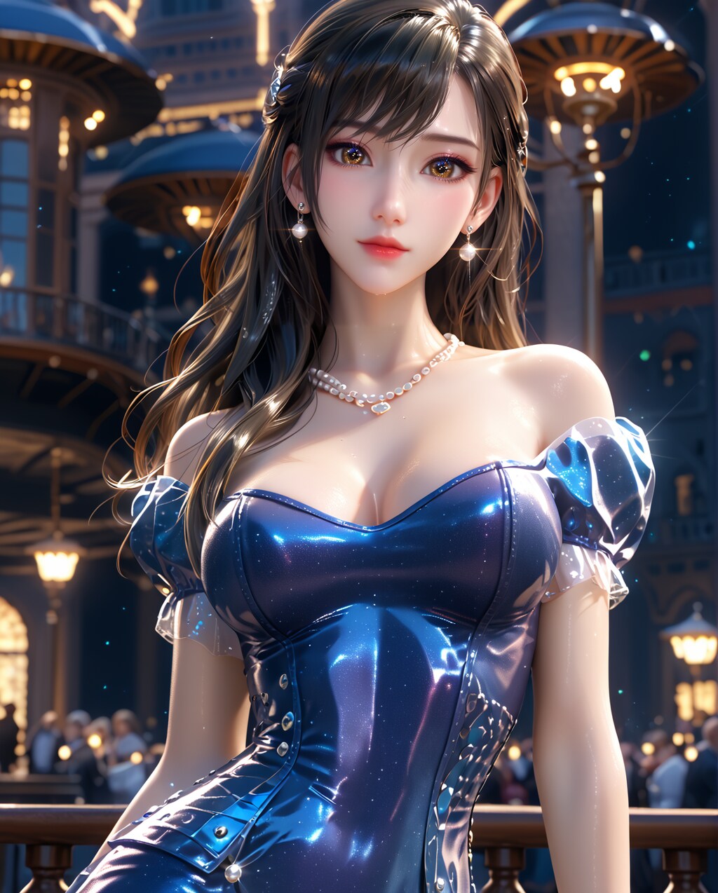 54. Date with Kyrie Canaan, Blue evening dress.