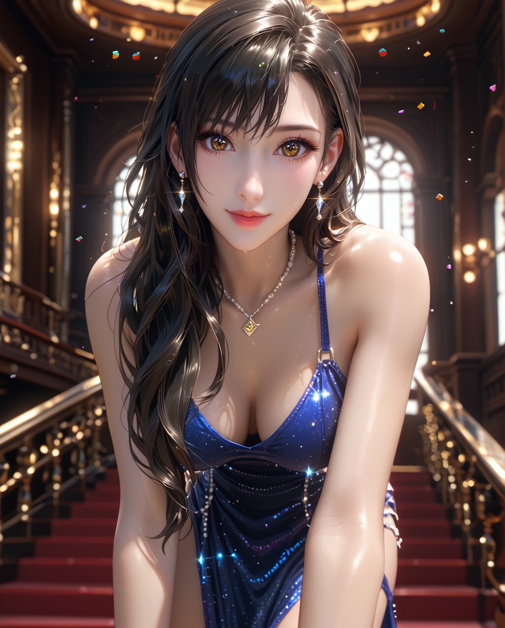 54. Date with Kyrie Canaan, Blue evening dress.